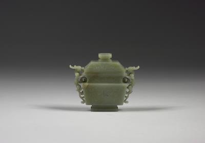 图片[2]-Jade square incense burner with animal-mask pattern, Qing dynasty (1644-1911)-China Archive